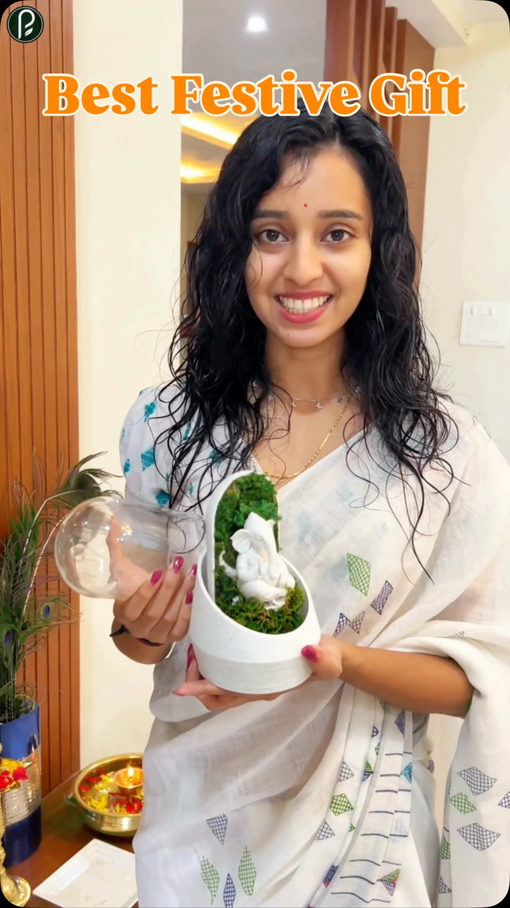 Deepika with her Ganesha Dome Terrarium from our existing range