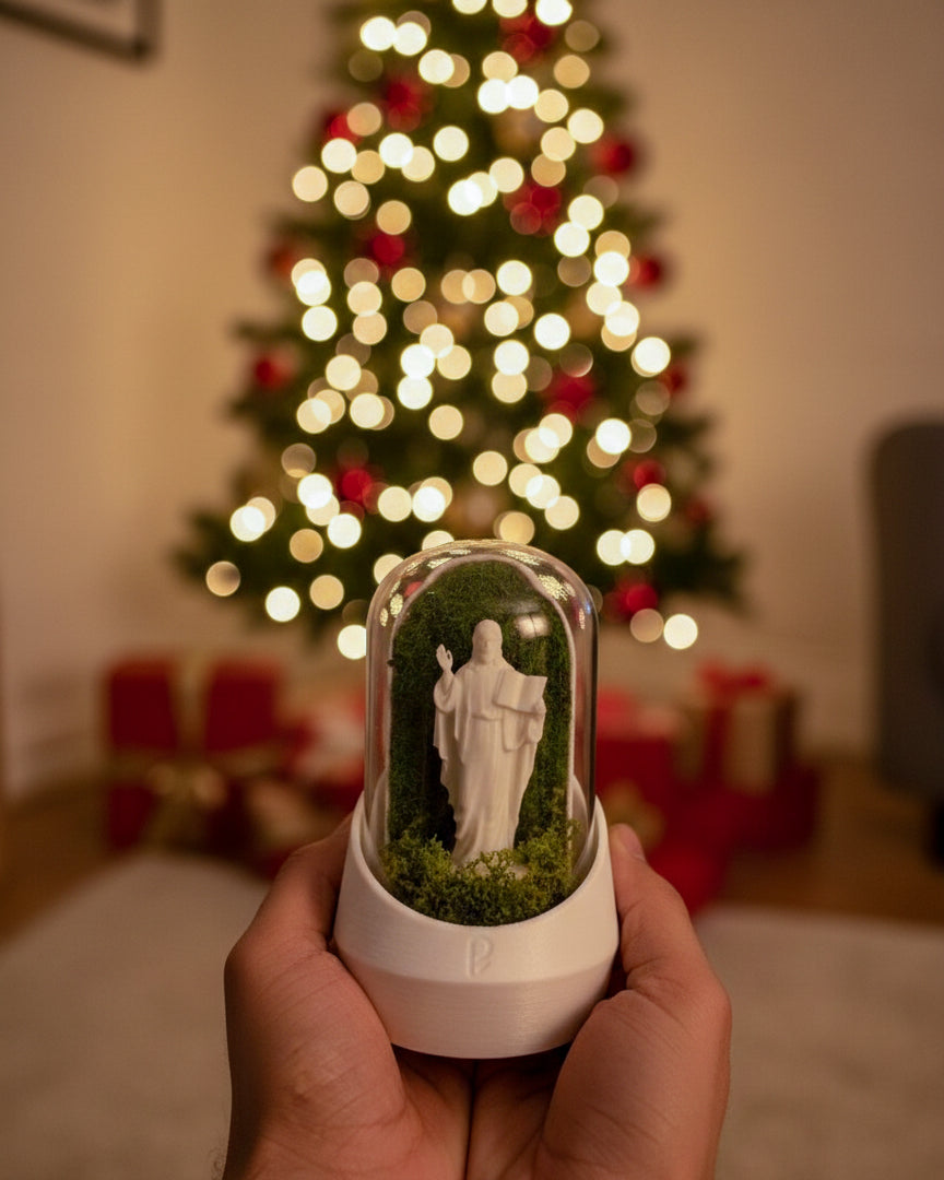 Product display of Jesus's Car Dome with Aromatherapy Edition, beautifully arranged with colorful terrarium elements.
