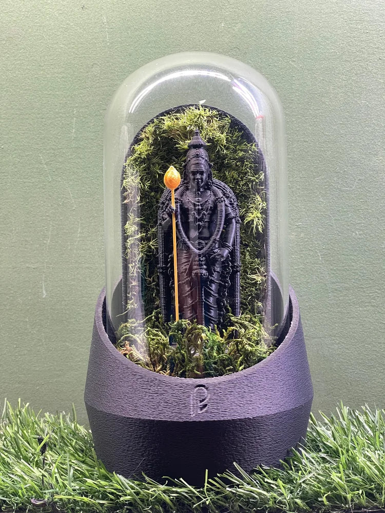 Black figurine dome with preserved greenery